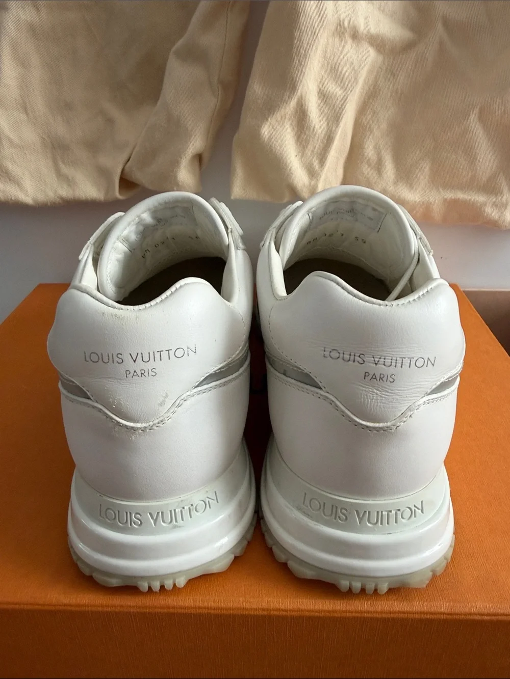 Louis Vuitton Men’s White and Light Gray LV Run Away Sneakers LV women’s 9
